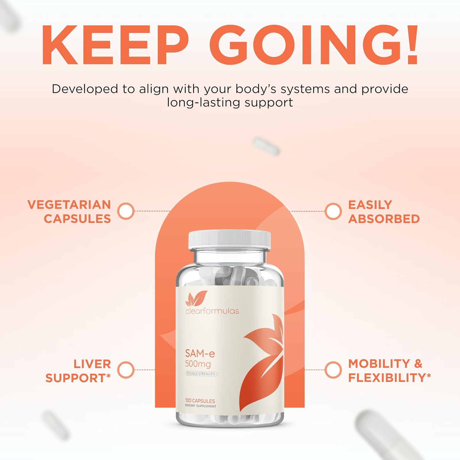 Clear Formulas Bioactive SAM-e 500mg - 120 Cápsulas