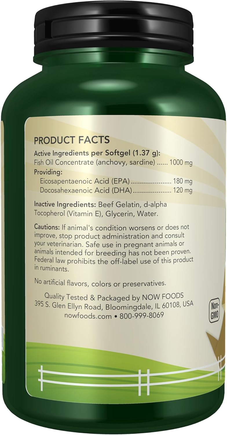 NOW Pet Health, Omega 3 for Dogs and Cats, 180 Capsules