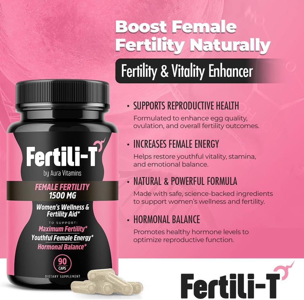 Fertili-t Female – Suplemento de fertilidad natural con Aguaje y Maca Roja, 90 cápsulas