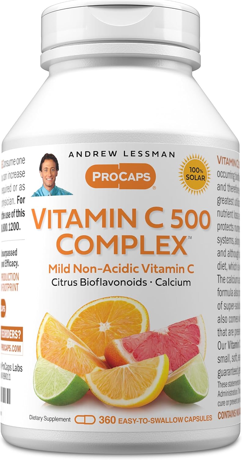ANDREW LESSMAN Vitamin C 500 Complex 180 Capsules - Non-Acidic Vitamin C with Citrus Bioflavonoids