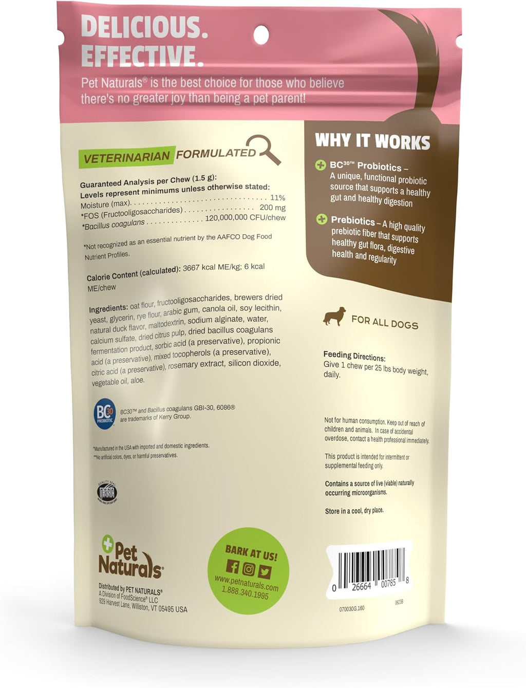 Pet Naturals Daily Probiotics for Dogs - Duck Chews - 160 Count