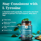 Free Form L-Tirosina 500mg Cápsulas - Suplemento de L-Tirosina de Alta Potencia para el Apoyo de la Energía Mental y el Enfoque - Aminoácido Nootrópico para el Estado de Ánimo, Atención y Cognición - 60 Cápsulas