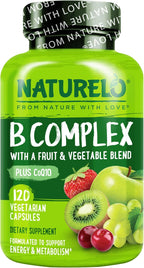 NATURELO Complejo B - 240 Cápsulas Veganas con Metilfolato y CoQ10