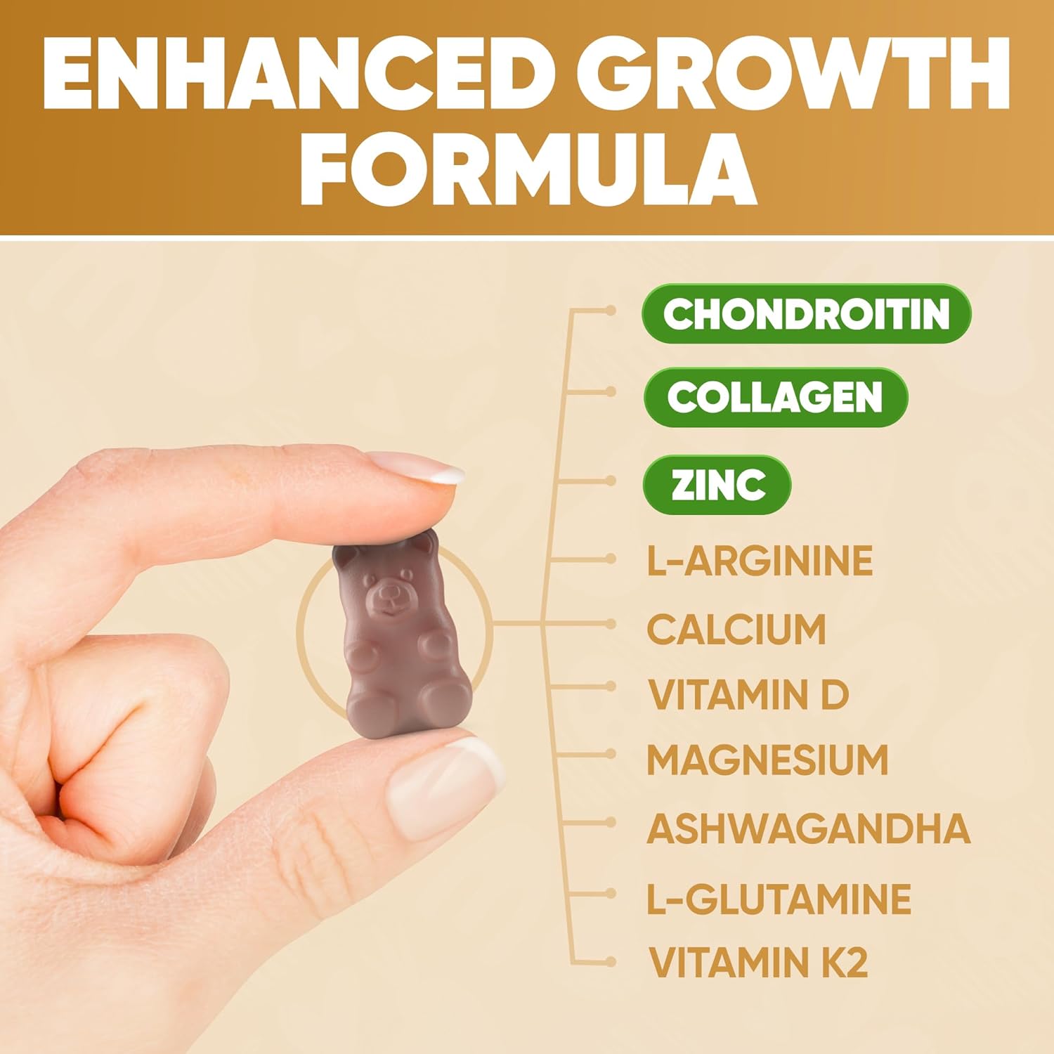 HighSpot Gominolas de Crecimiento en Altura con Calcio, Magnesio, Zinc y Vitaminas K2 D3