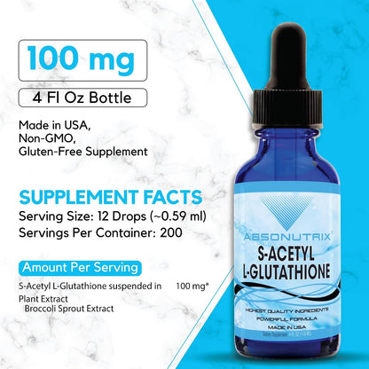 S-Acetyl L-Glutathione 100 mg por ración 118 ml Líquido 200 raciones – Image 2