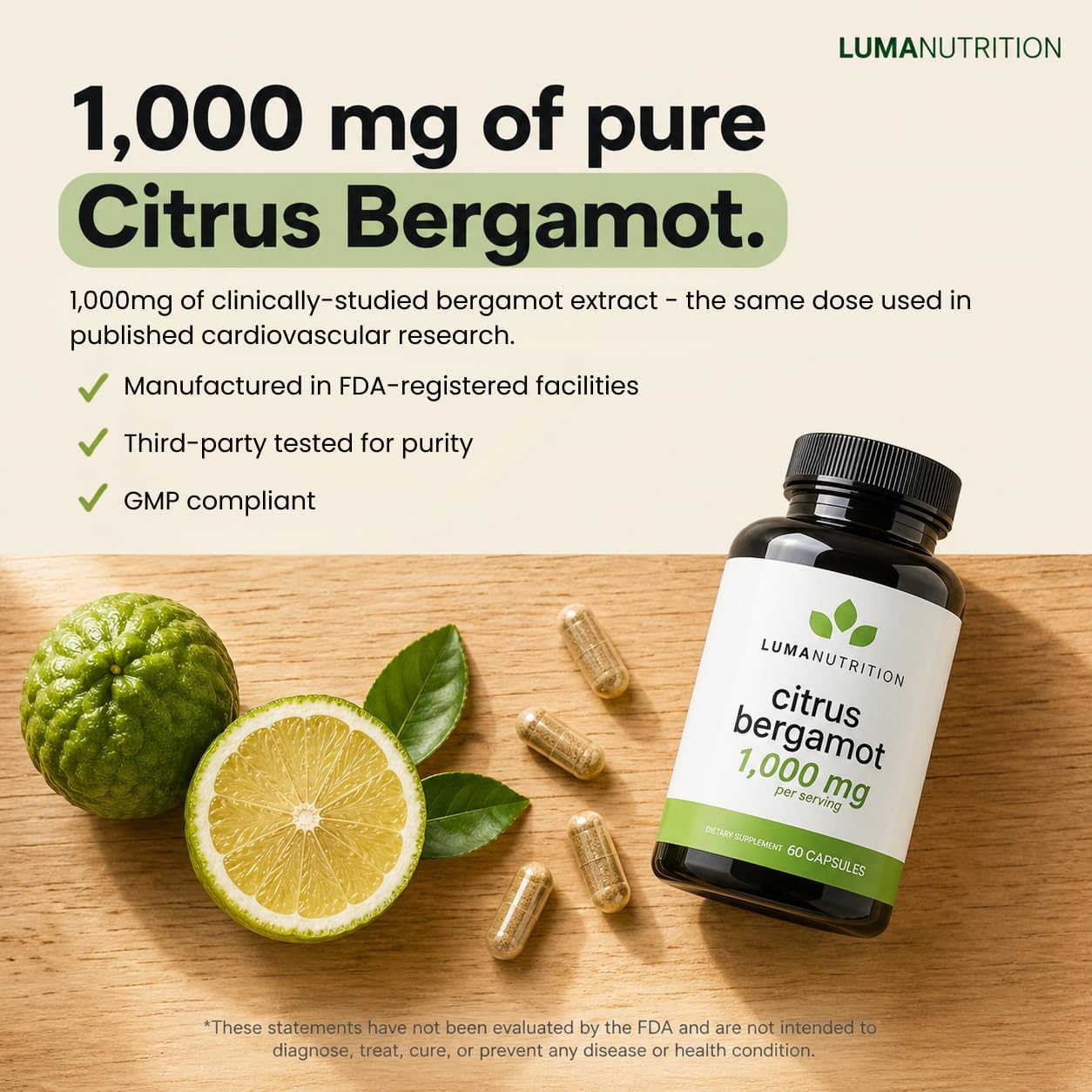 Luma Nutrition Citrus Bergamot 1000mg por ración - 60 cápsulas