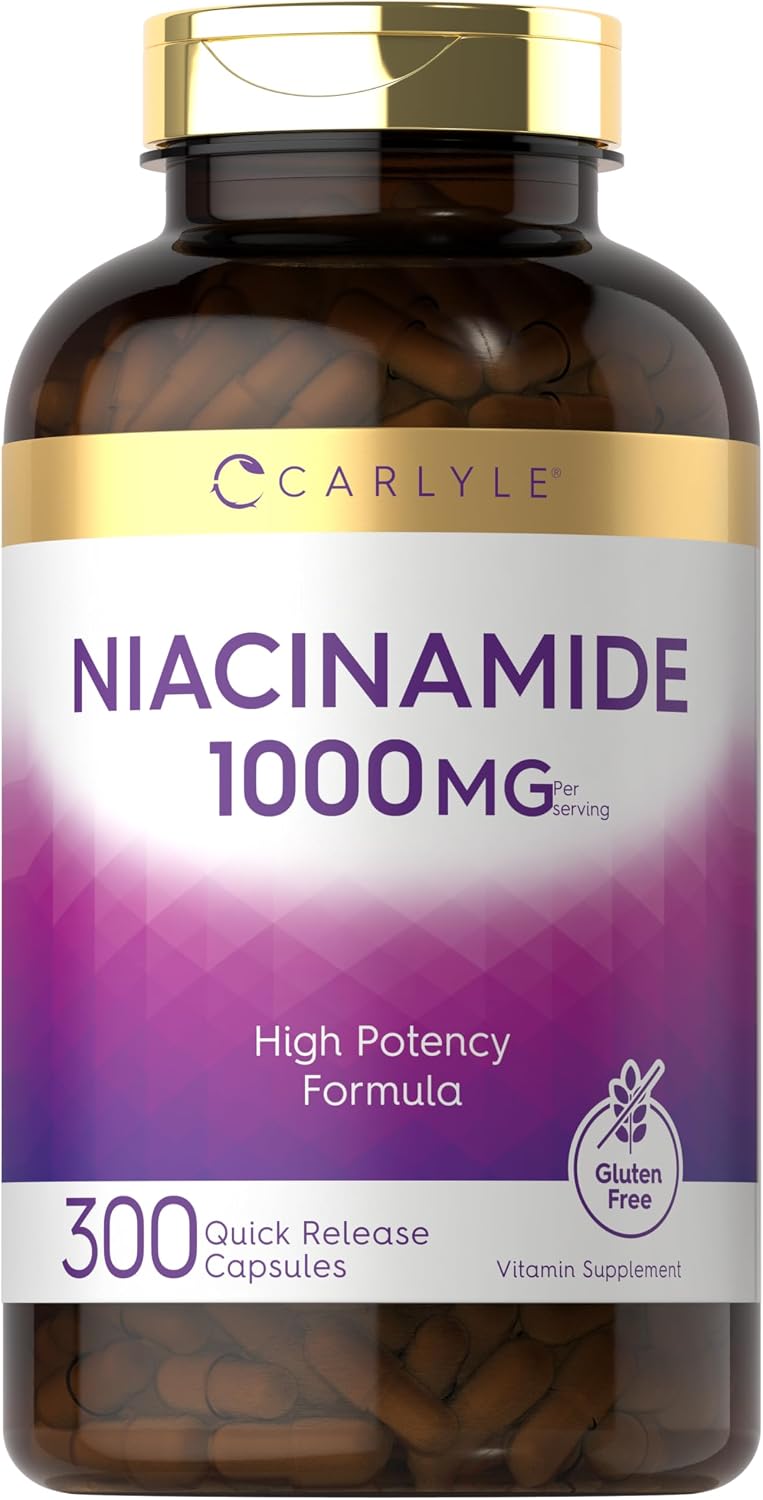 Carlyle Niacinamida 1000 mg | 400 Cápsulas | Fórmula de Alta Potencia | No-GMO, Sin Gluten