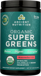 Ancient Nutrition SuperGreens Powder Bio con Probióticos, Sabor Menta Orgánica, 25 Raciones, 205g