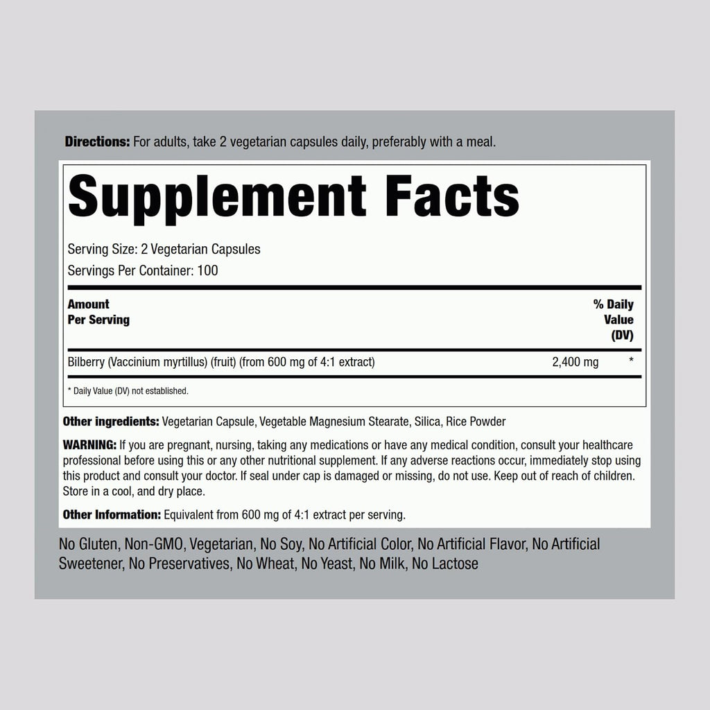 Piping Rock Extracto de Arándano Negro, 2400 mg por Ración, 200 Cápsulas Vegetarianas
