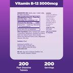 Natrol B12 5000 mcg Comprimidos de Disolución Rápida - 200 unidades