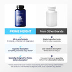 BONE SCIENCE Primeheight Apoyo Óseo y Crecimiento con Calcio, Vitamina D3, K2, Magnesio, Zinc - Fórmula Vegana, No OGM, 120 Comprimidos