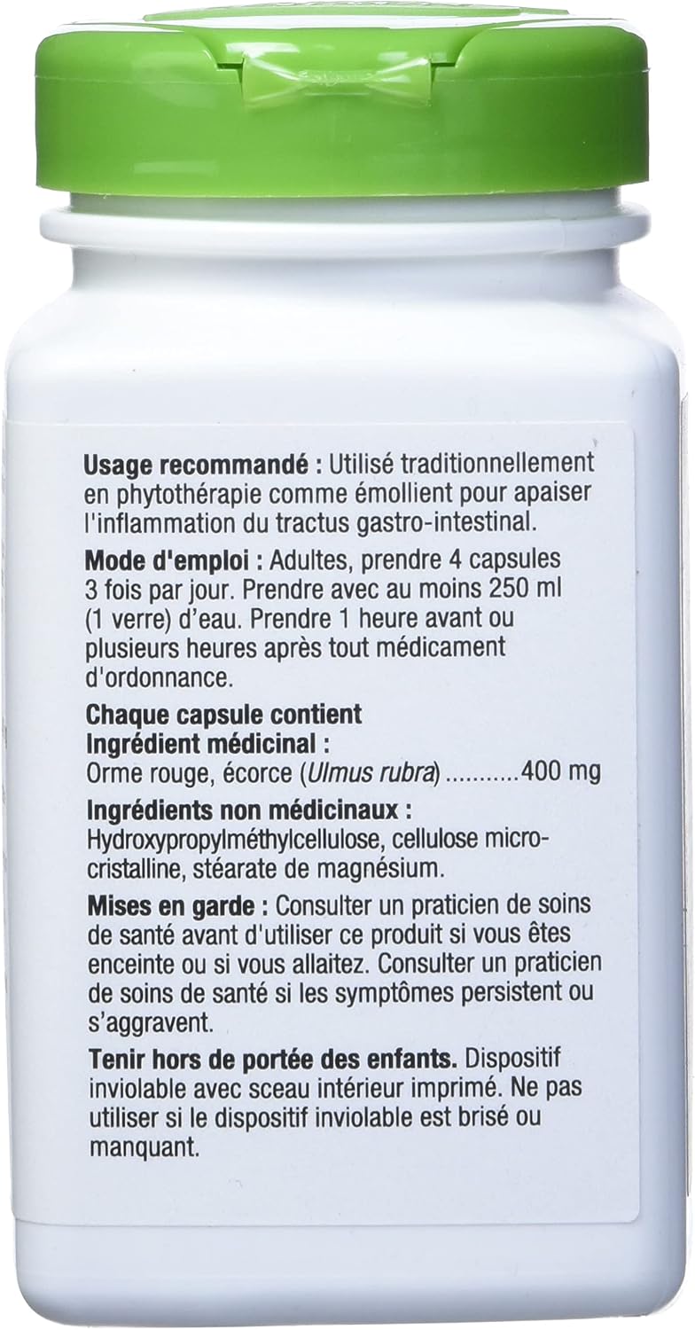 Nature's Way Slippery Elm Bark, 1.600 mg por dosis, 200 Cápsulas Vegetarianas (2 Paquetes de 100)