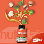 NutriFlair Vitamina D3 5000 UI + K2 MK-7 100 mcg – 90 Cápsulas Veganas