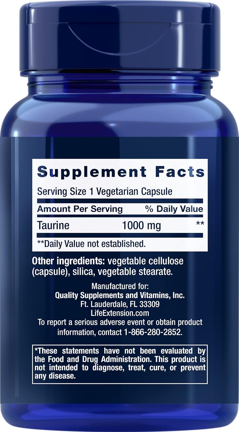 Life Extension Taurina 1000 mg, 90 Vegetarian Capsules (2-Pack)