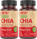 DEVA Aceite de Semilla de Chía Vegano, Rico en Omega 3, 6 y 9, Prensado en Frío y Sin Refinar, 90 Cápsulas (Pack de 2)