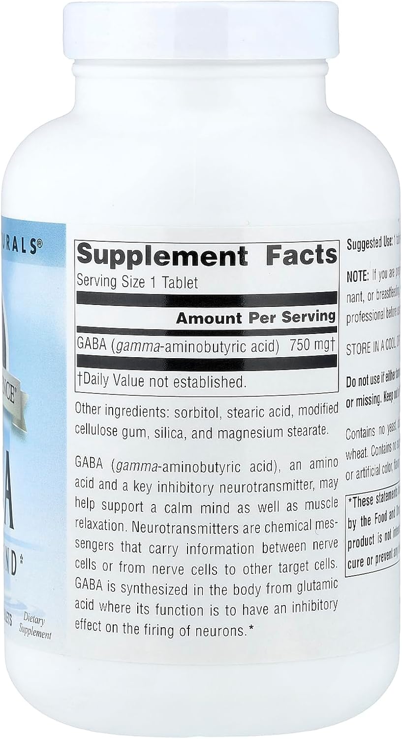 Source Naturals Serene Science GABA 750 mg Calm Mind - 180 Comprimidos