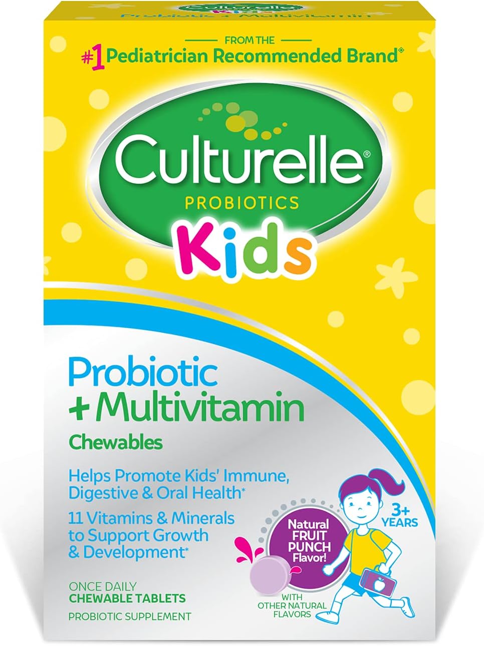 Culturelle Kids Probiótico + Multivitamínico Completo Masticable para Niños (30 comprimidos)