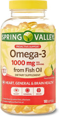 Spring Valley Omega-3 1000 mg Aceite de Pescado, 180 Perlas Blandas, Sabor Limón