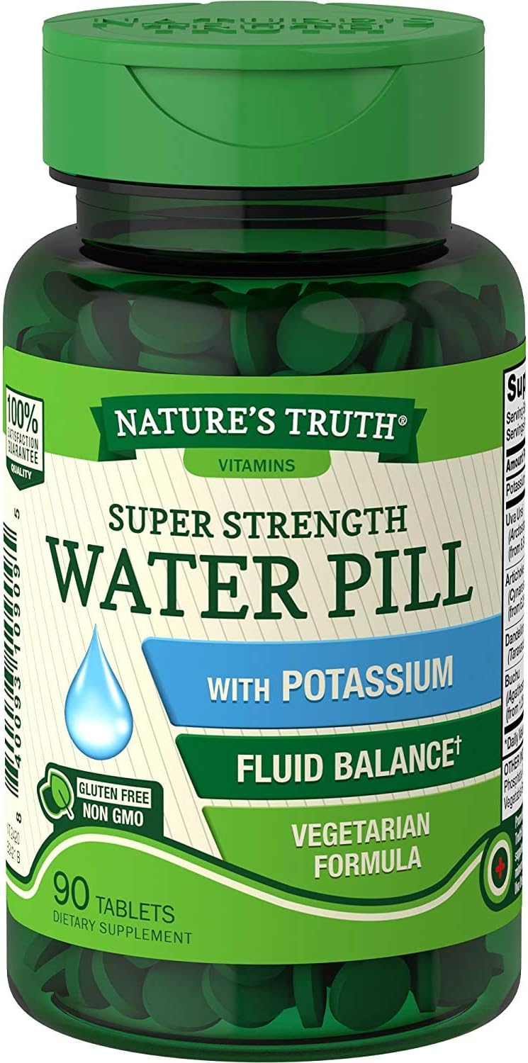 Super Strength Water Pill con Potasio, 90 Comprimidos Recubiertos (3 Blísteres)