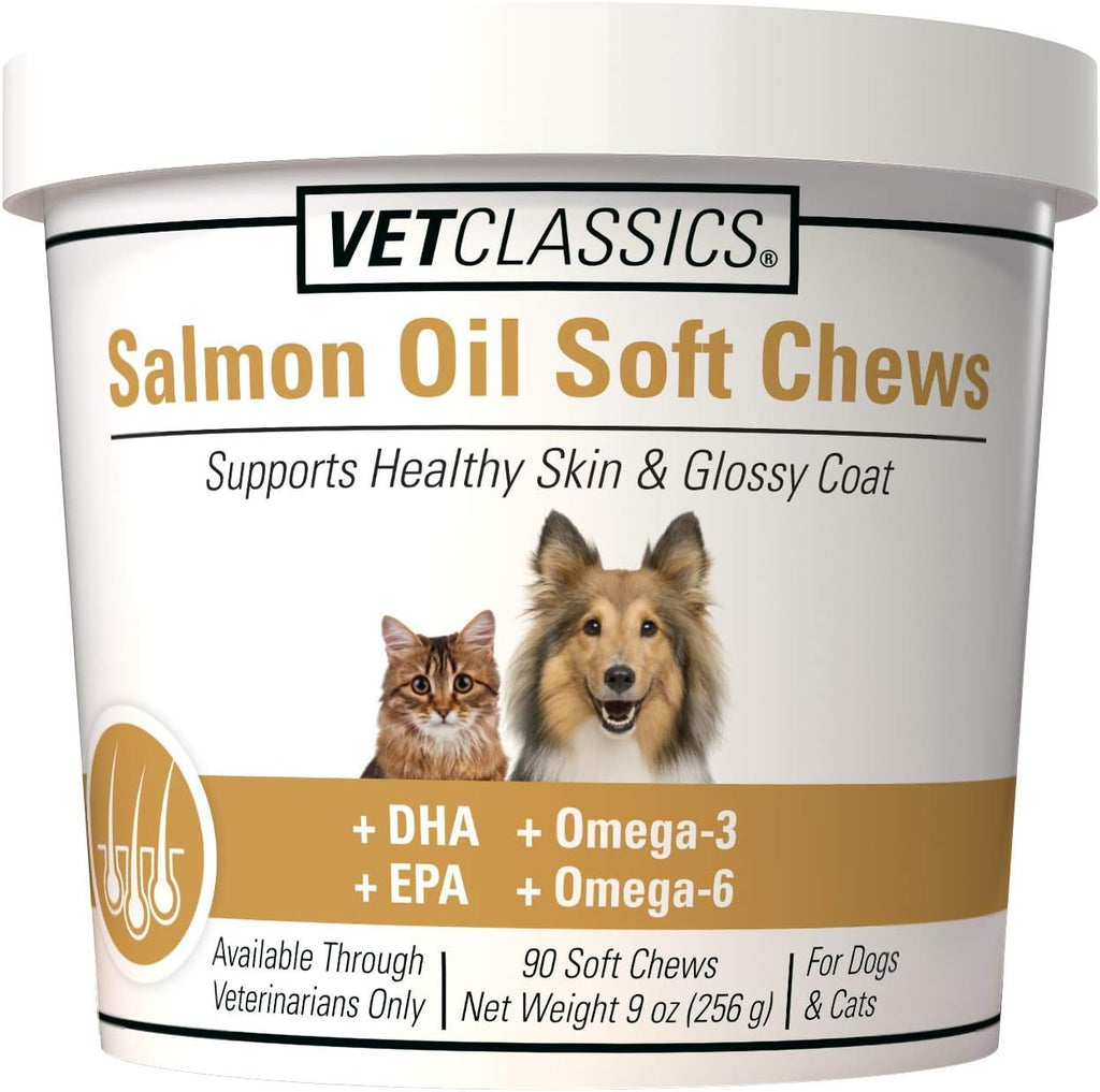 Vet Classics Aceite de Salmón para Perros y Gatos – Piel Sana y Pelaje Brillante – Omega 3, 6, 9, DHA, EPA – Soft Chews 90 uds