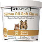 Vet Classics Suplemento de Aceite de Salmón para Perros y Gatos - Omega 3, 6 y 9 - 90 Comprimidos Blandos