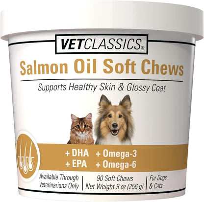 Vet Classics Suplemento de Aceite de Salmón para Perros y Gatos - Omega 3, 6 y 9 - 90 Comprimidos Blandos – Image 1