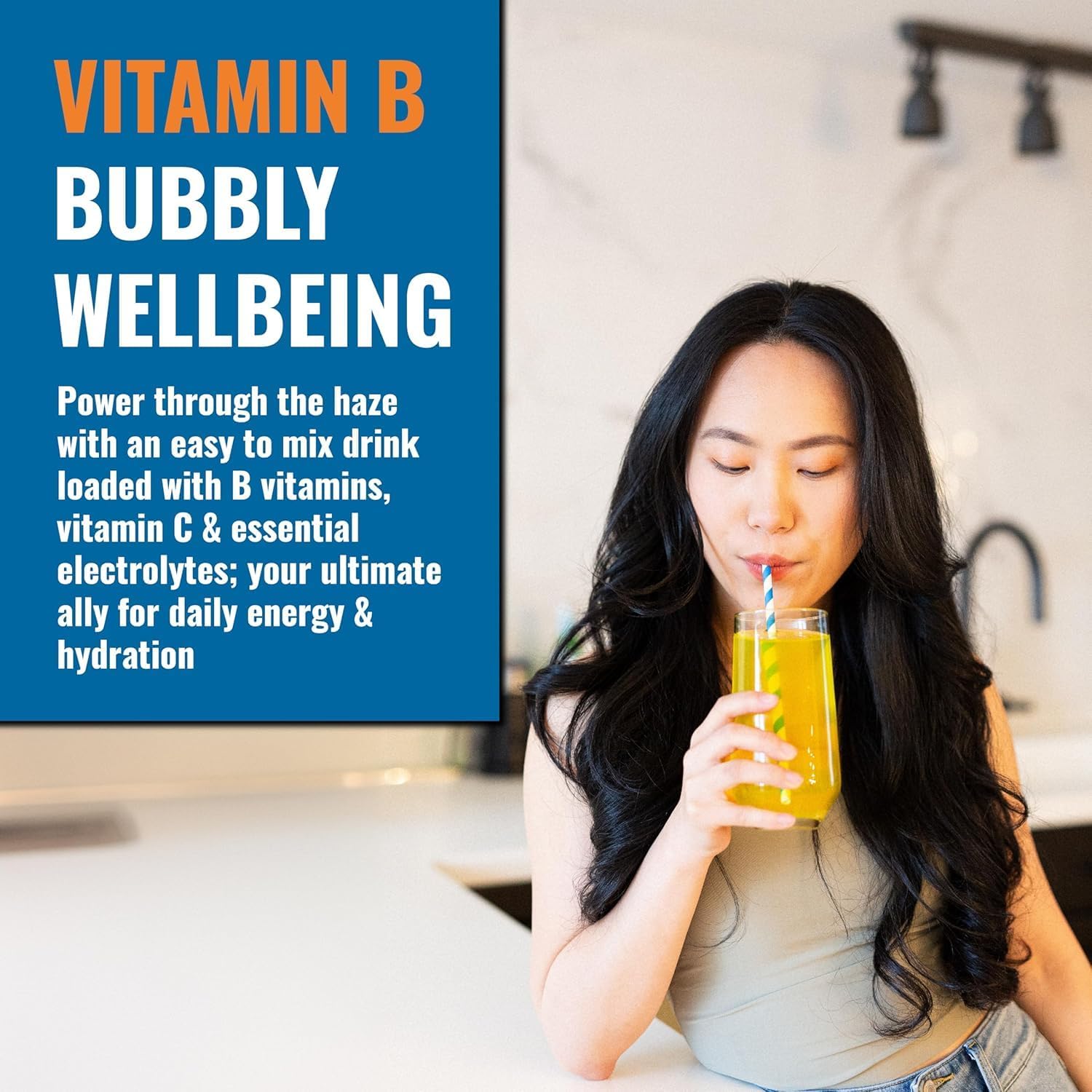 Ener-B+ Bebida Multivitamínica Sin Azúcar - Sabor Naranja - 30 Sobres