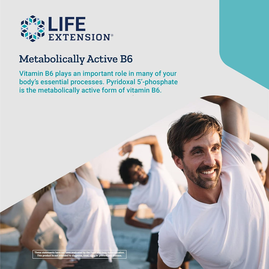 Life Extension Piridoxal 5'-Fosfato - Vitamina B6 Activa 100 mg - 60 Cápsulas Vegetarianas