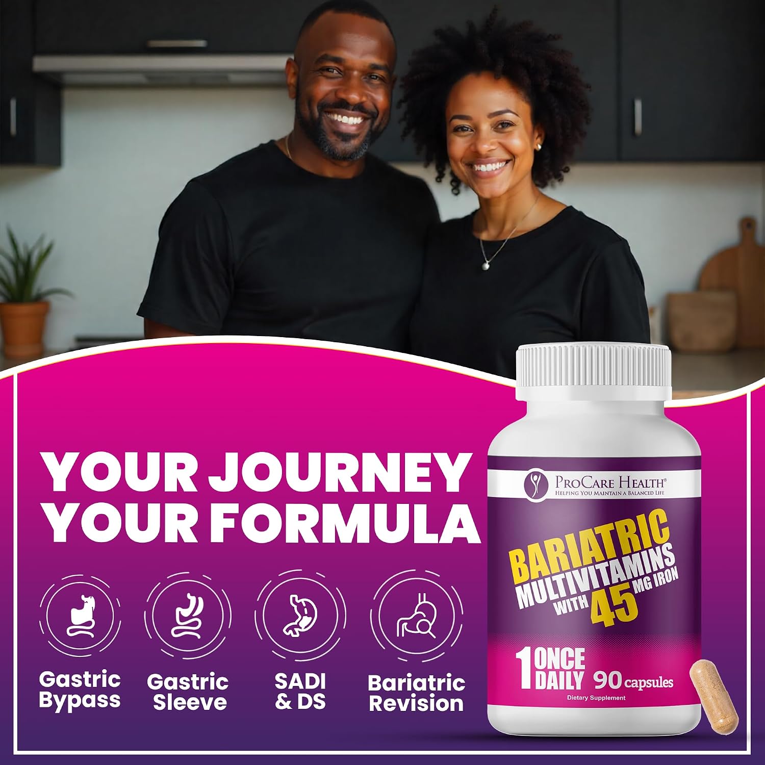 ProCare Health Multivitamínico Bariátrico 45mg Hierro – 90 Cápsulas