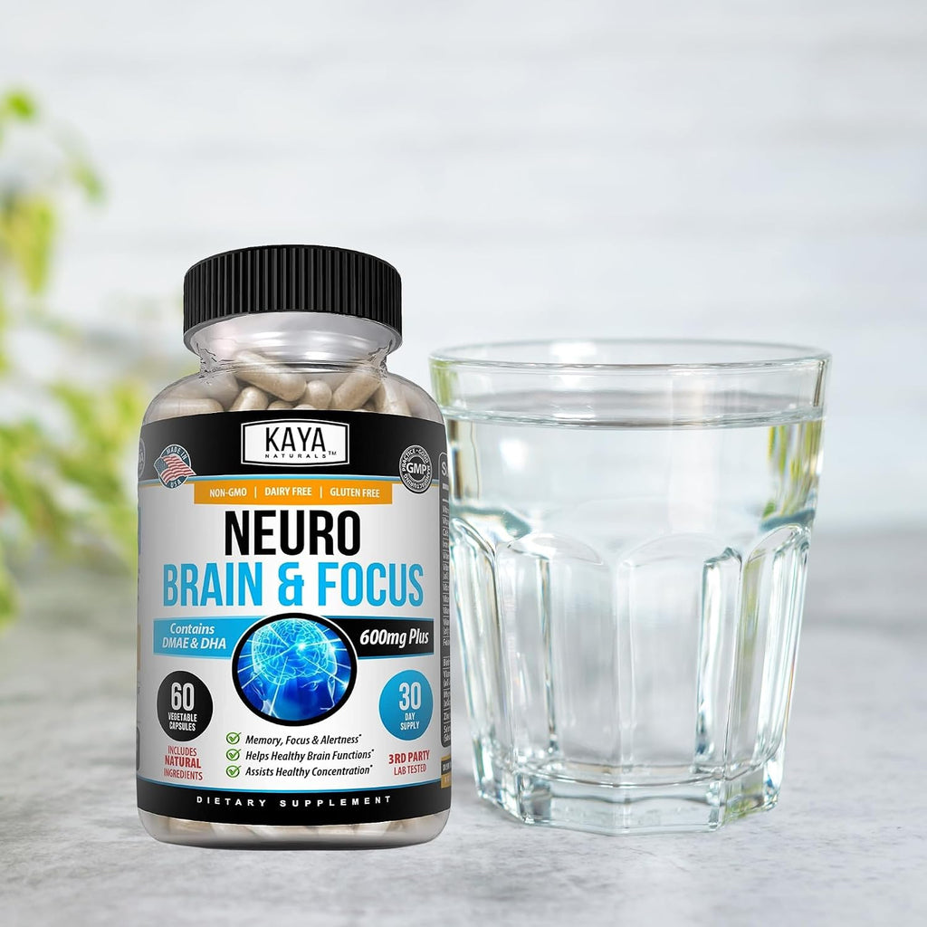 Kaya Naturals Neuro Brain - Cápsulas de apoyo cerebral para memoria y concentración - 60 unidades
