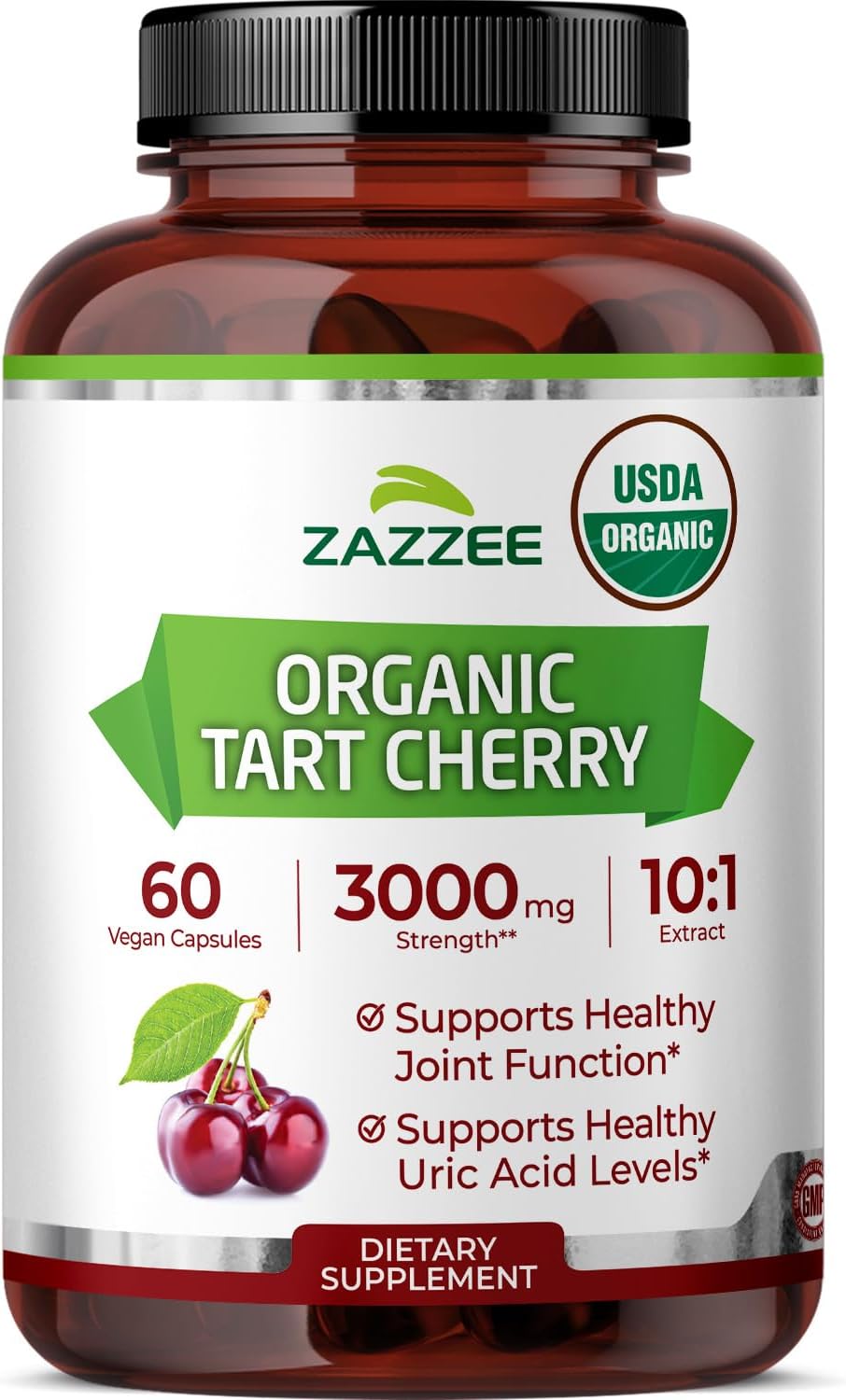 Zazzee Extracto Orgánico de Cereza Ácida 10:1 - 120 Cápsulas Veganas (4 Meses de Suministro)
