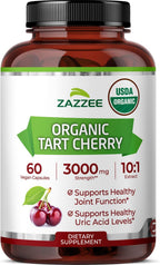 Zazzee Extracto Orgánico de Cereza Ácida 10:1 - 120 Cápsulas Veganas (4 Meses de Suministro)