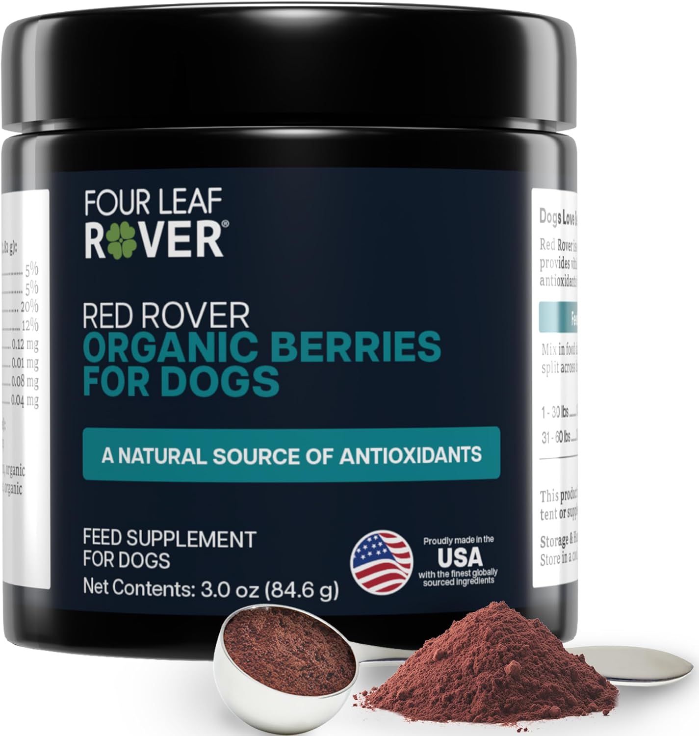 Red Rover - Dog Urinary Tract Supplement - with Vitamins from Organic Berries and Apple - Good Source of Polyphenols and Antioxidants - 30 Large Dog Servings