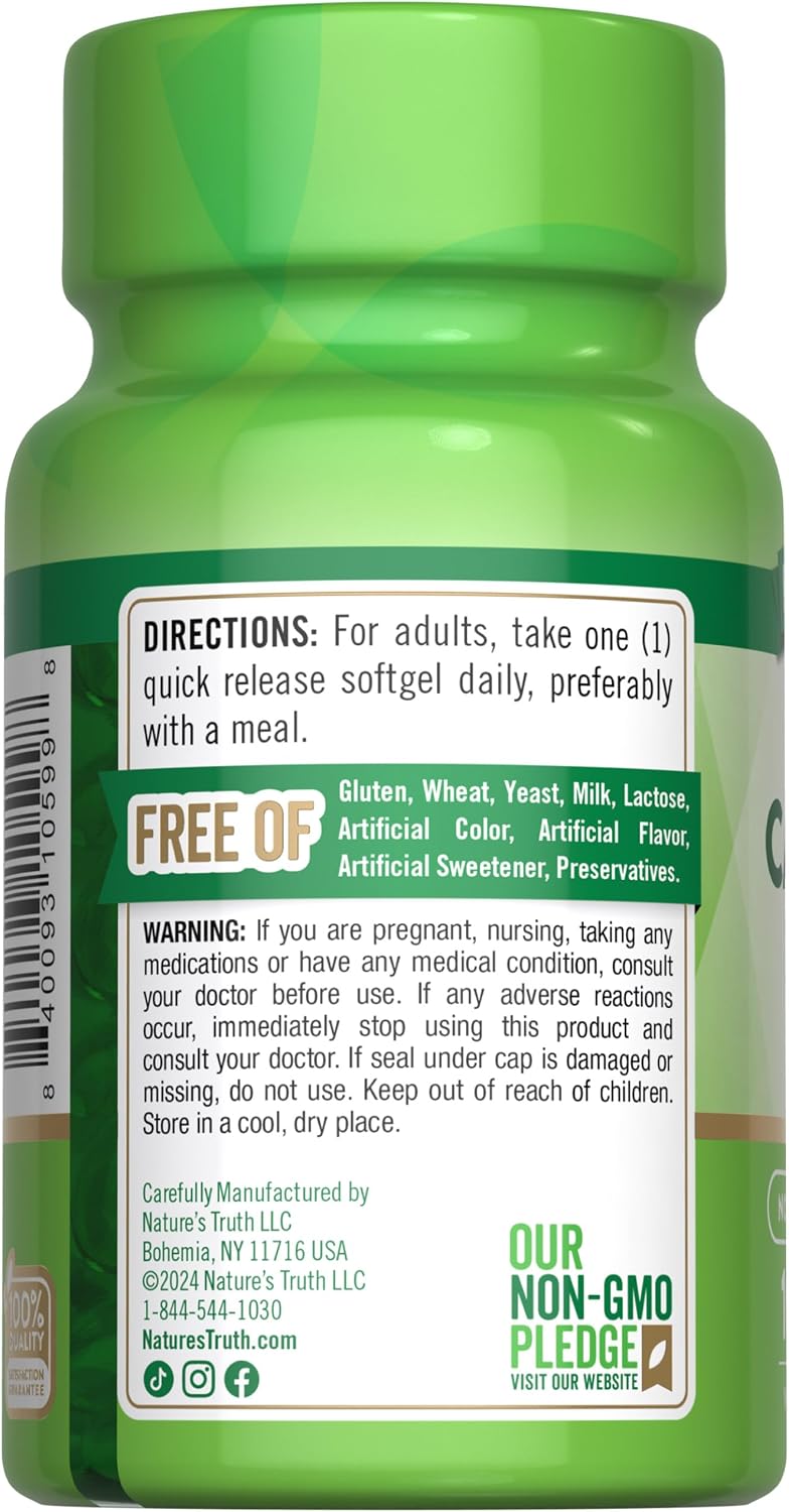 Nature's Truth Betacaroteno 25000 UI Cápsulas Blandas - 100 Unidades - Complemento de Vitamina A - Sin OMG y Sin Gluten