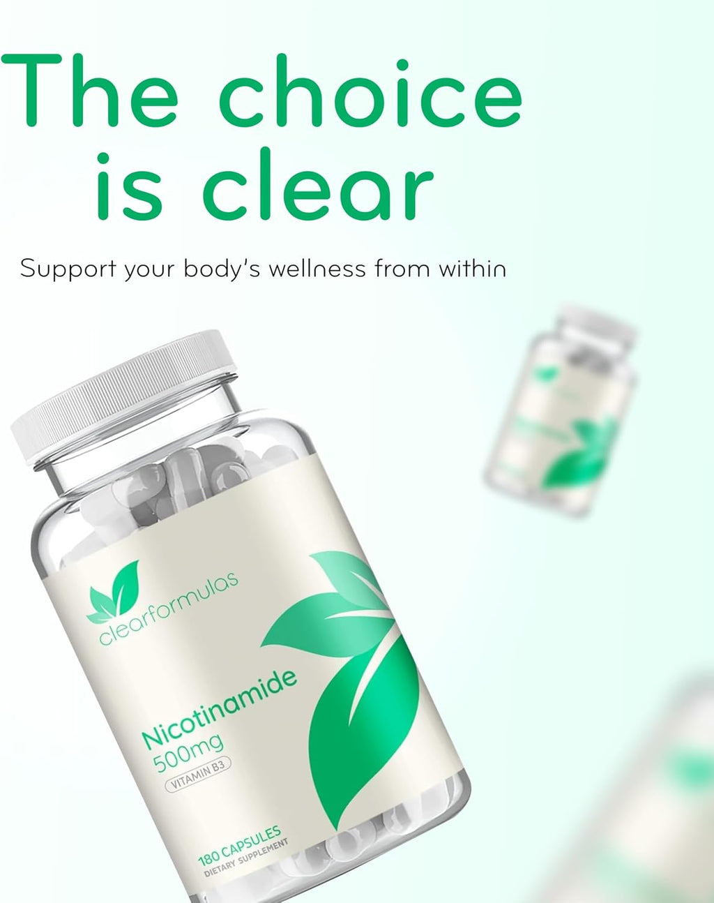 Vitamina B3 Nicotinamida 500 mg - Forma de alta absorción sin enrojecimiento - Precursor de NAD+ - 180 cápsulas