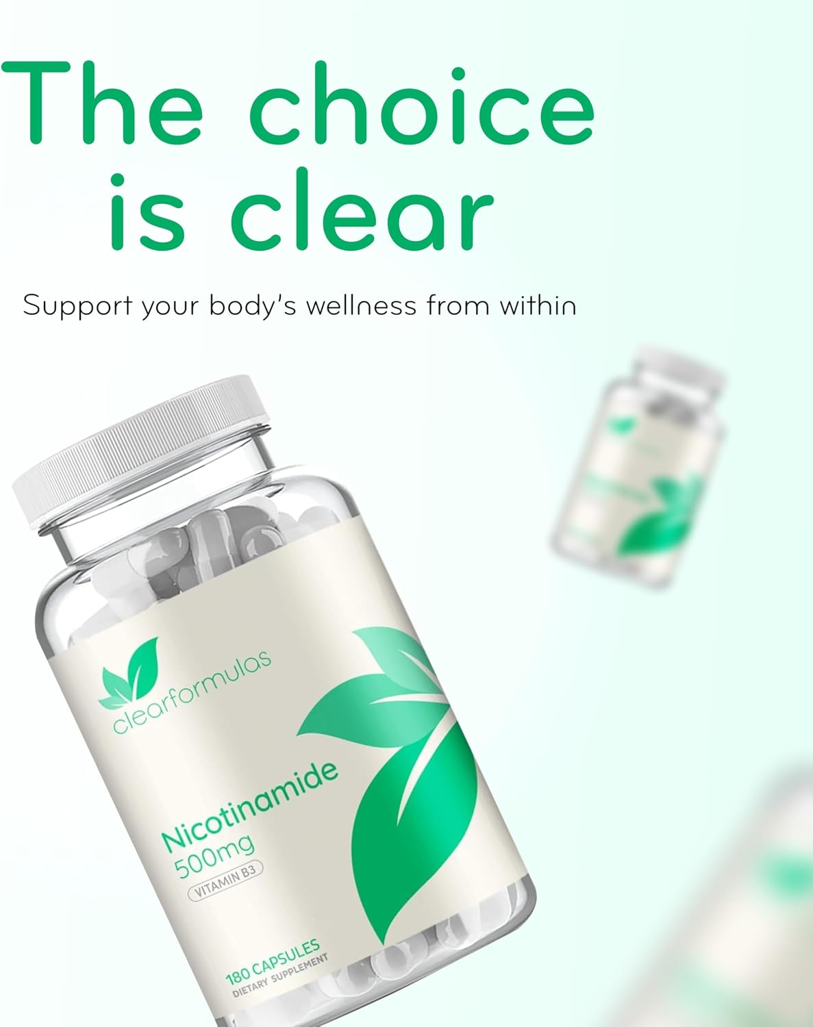 Vitamina B3 Nicotinamida 500 mg - Forma de alta absorción sin enrojecimiento - Precursor de NAD+ - 180 cápsulas