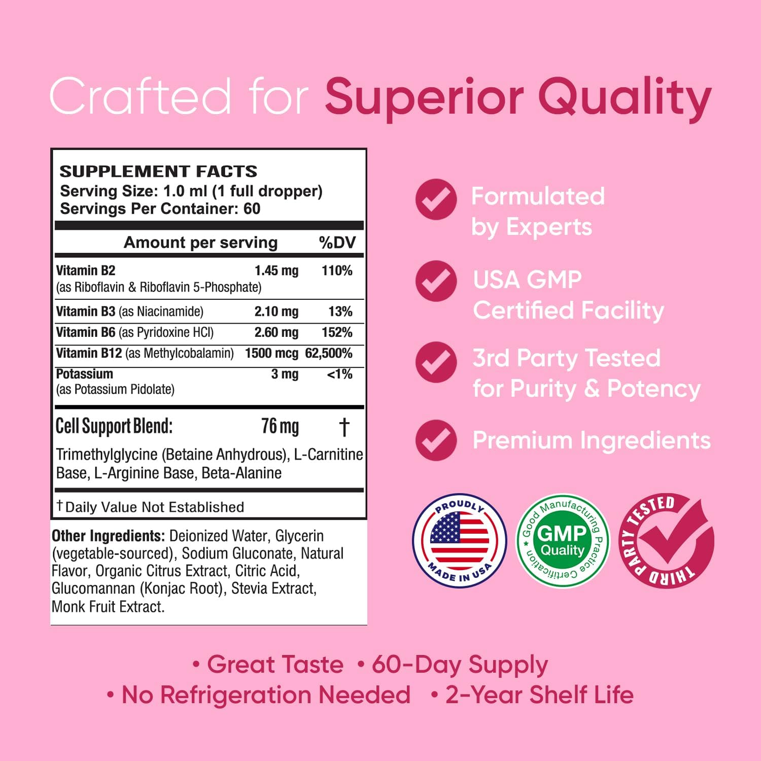 BioSource Labs Essential B Complex - Complejo B Líquido Sublingual Vegano con Metil B12 (60 ml)
