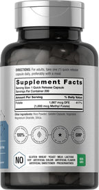 Horbäach Metilfolato | 1000 mcg | 200 Cápsulas | 5-MTHF | Sin Gluten, No-GMO