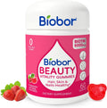Biobor Natural Biotina 6000mcg Gominolas sin Azúcar, Cabello Piel y Uñas con Vitaminas A C E, 60 Gominolas Sabor Fresa