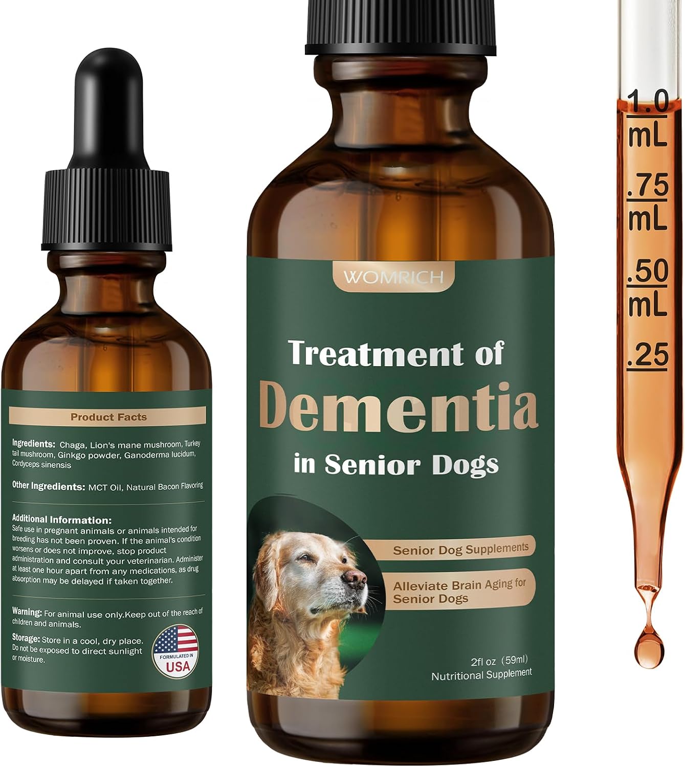 Suplemento para perros mayores: salud cerebral y apoyo nervioso con setas medicinales