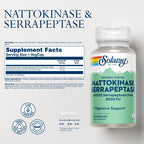 SOLARAY Nattokinase Serrapeptase - Recubrimiento Entérico - 3000 FU Nattokinasa, 30 mg Serrapeptasa - 30 Cápsulas Vegetales