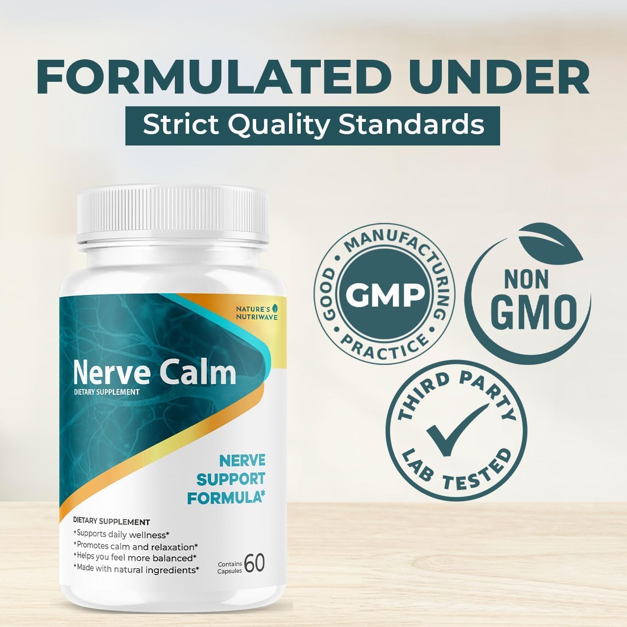 NerveCalm – Pasiflora & Higo Chumbo Cápsulas – 30 Ct, Suministro para 3 Meses | Vegano, No Transgénico, Fabricado en EE. UU.