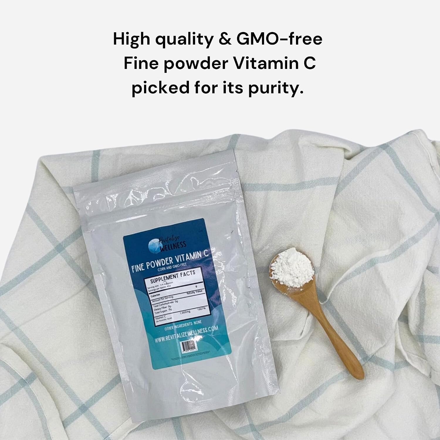 Fine Powder Vitamin C as Ascorbic Acid | Pure, Sugar, & GMO-Free | 1000 mg Vitamin C per Serving | 454 Servings per Bag