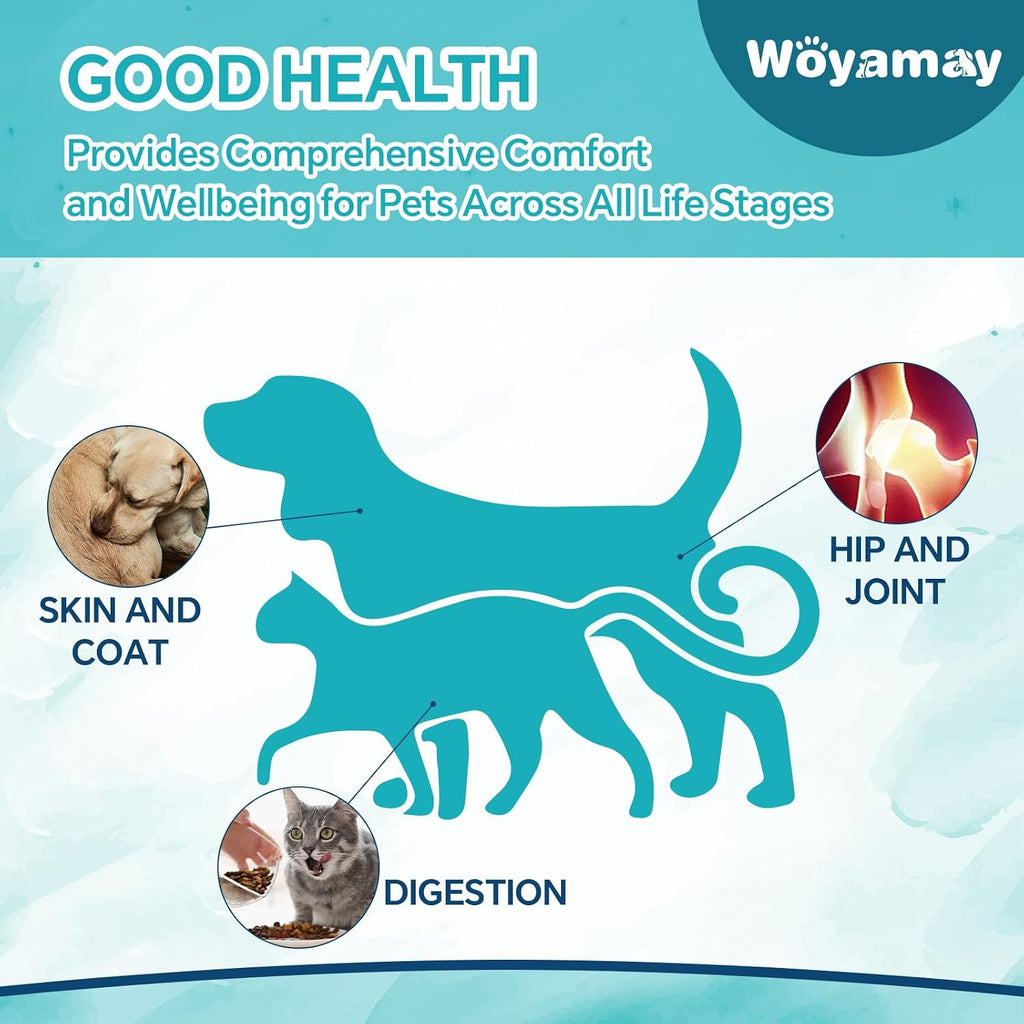 Woyamay Aceite de Cáñamo para Perros y Gatos - Rico en Omega 3, 6, 9 - Extracto Orgánico - Complemento Calmante para Mascotas (1 Pack)