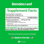 Healthfare - Extracto de Hoja de Banaba 3000mg - 90 Cápsulas Veganas - Estandarizado con Ácido Corsólico