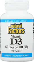 Natural Factors - Vitamina D3 2000 UI, 90 comprimidos