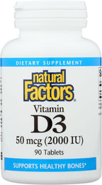 Natural Factors - Vitamina D3 2000 UI, 90 comprimidos
