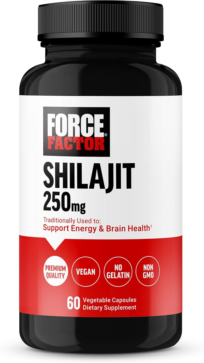 Force Factor Shilajit - Complemento de Shilajit para Energía y Salud Cerebral, Vegano, 60 Cápsulas