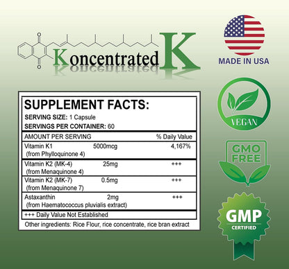 Koncentrated K - 30.5 mg de Vitaminas K y 2 mg de Astaxantina, 60 Cápsulas – Image 7