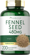 Carlyle Semilla de Hinojo 480mg – 200 Cápsulas – Suplemento Herbal No-GMO